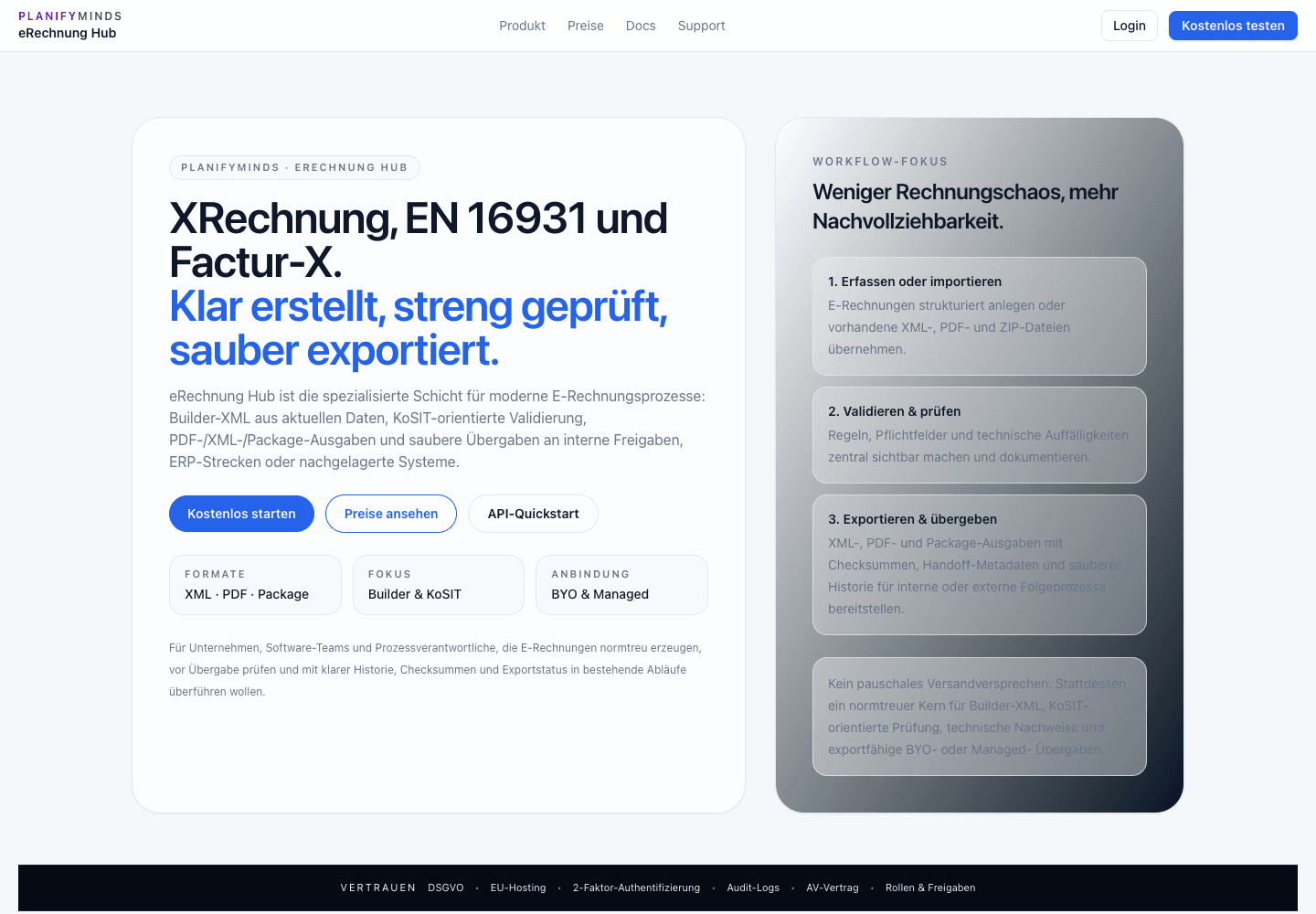 eRechnung Hub – Landingpage