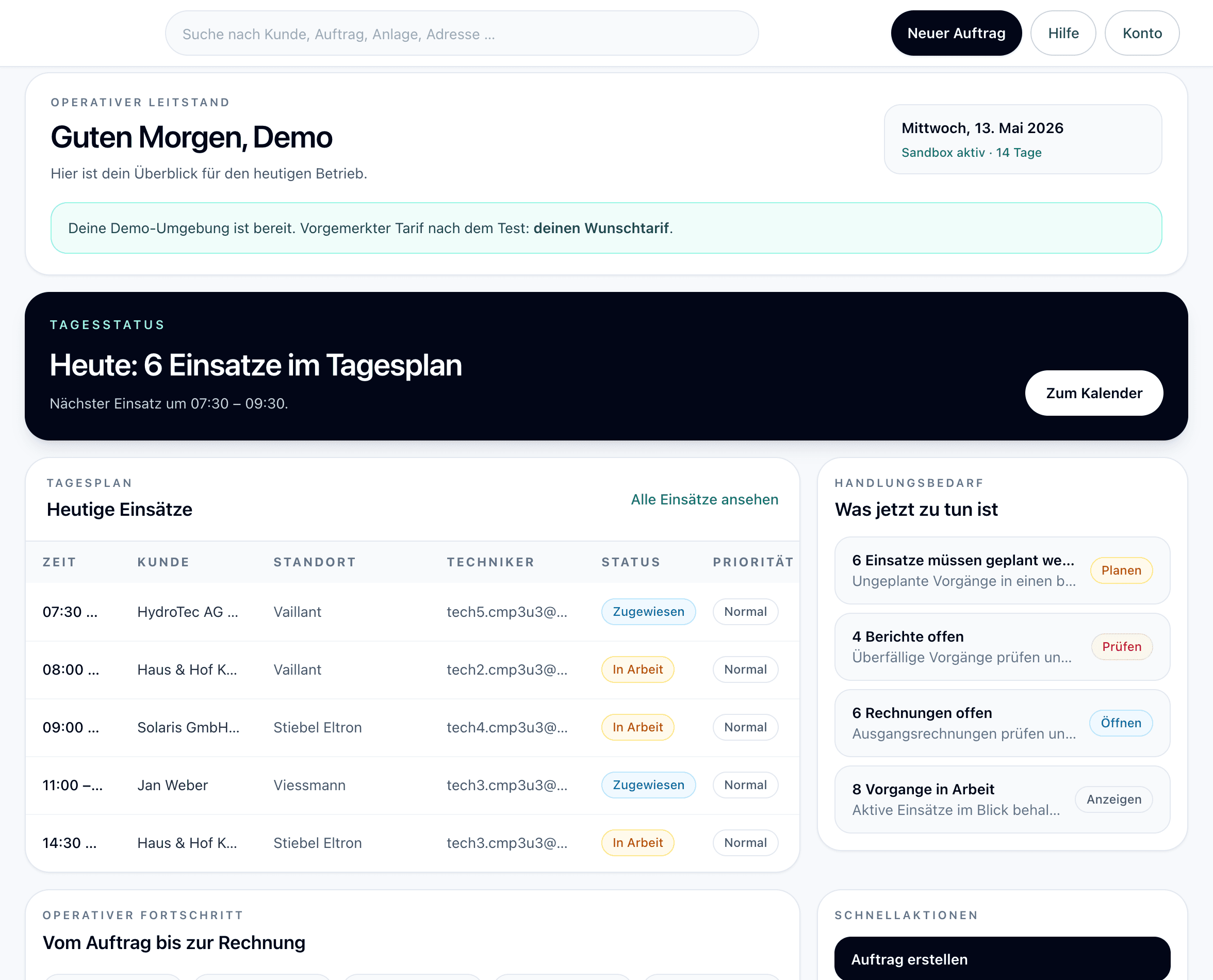 HeatServPro – Leitstand-Dashboard