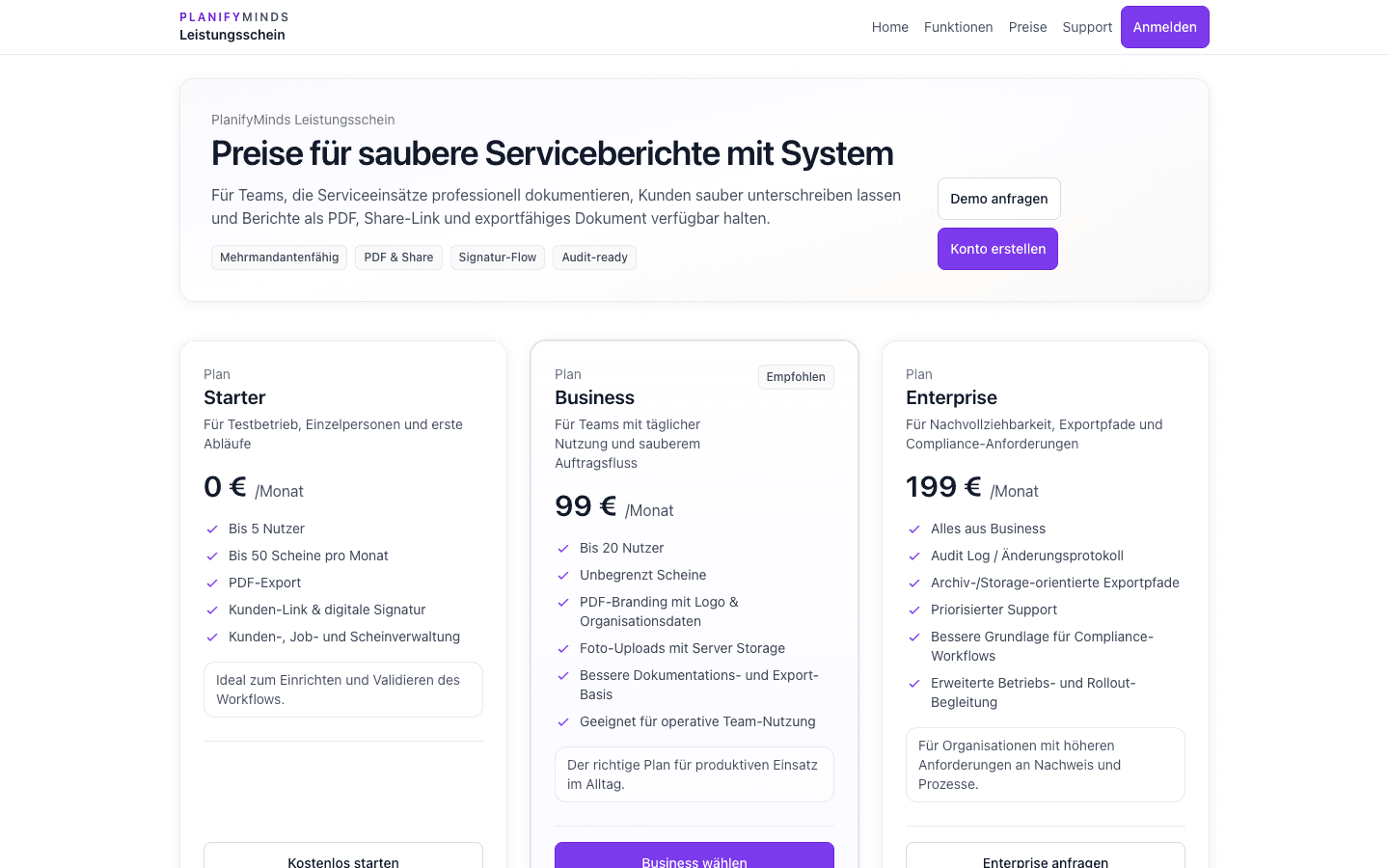 PlanifyMinds Leistungsschein – Preise