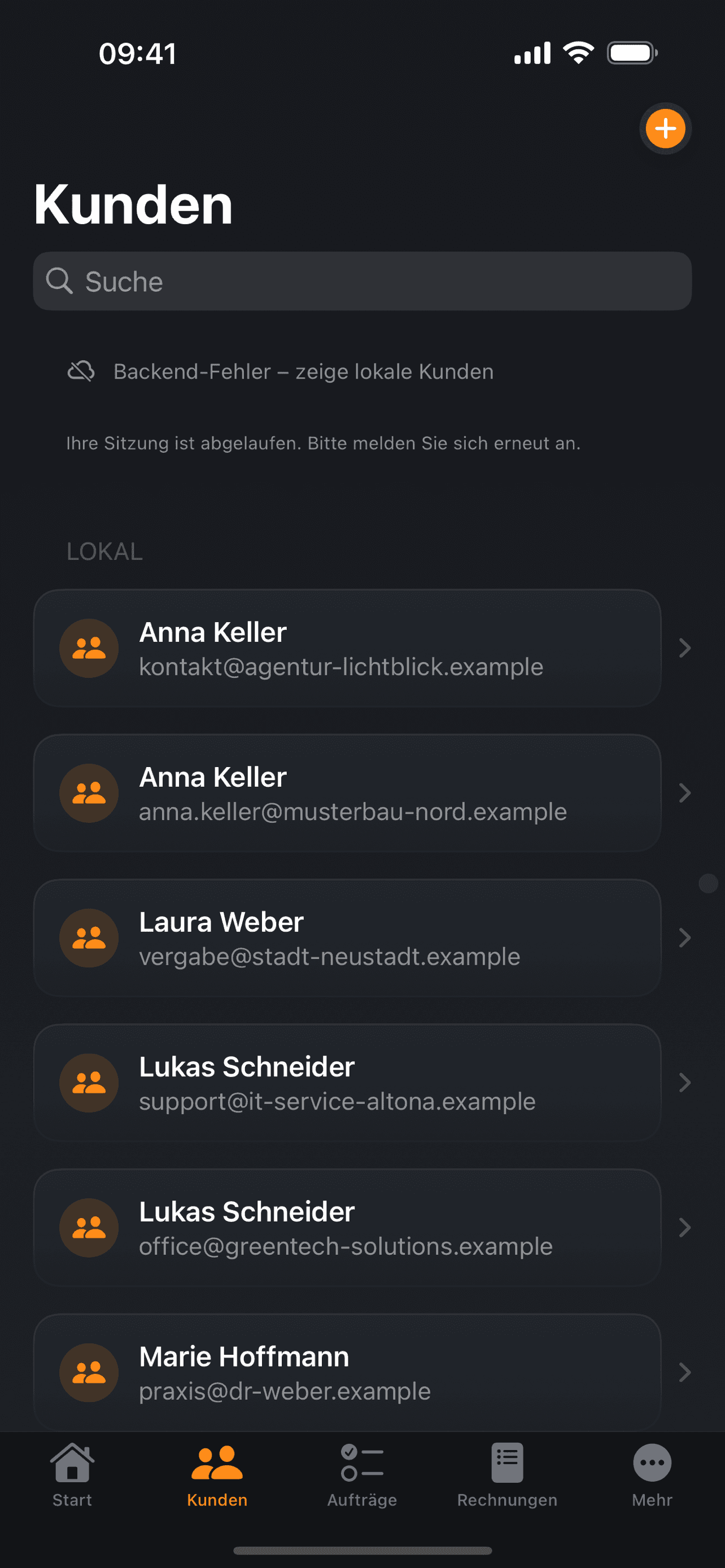 PlanifyMinds B2B – Kundenübersicht
