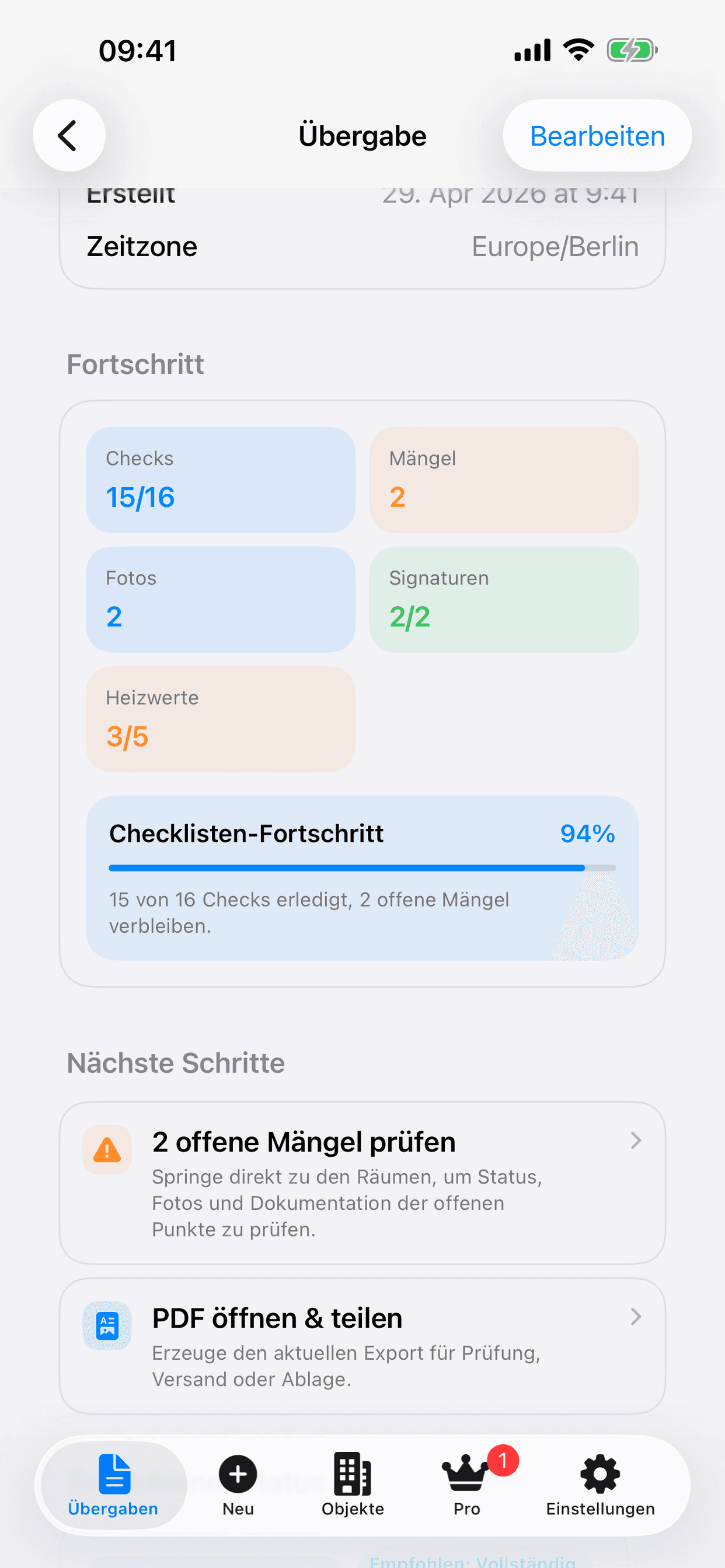 PlanifyMinds Wohnungsübergaben – PDF-Export