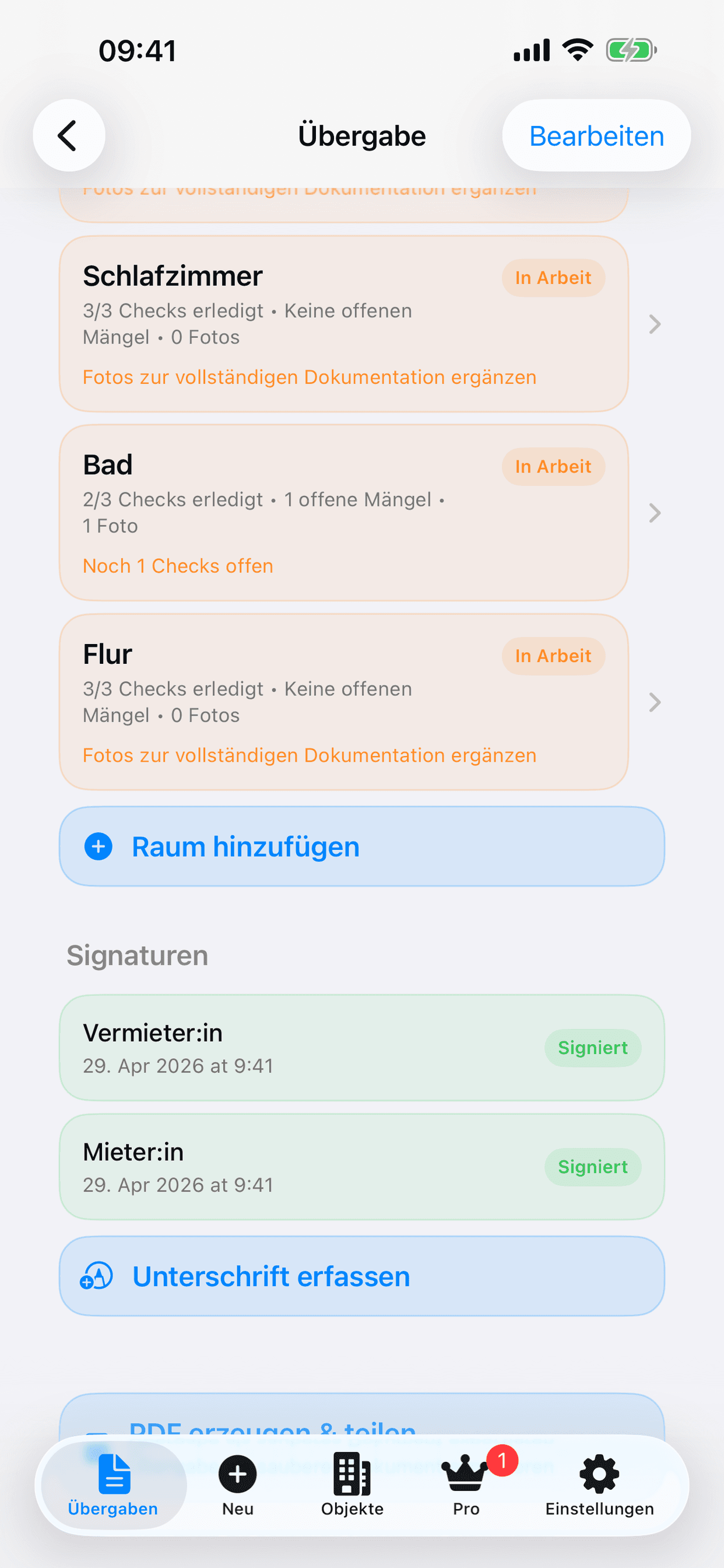 PlanifyMinds Wohnungsübergaben – Signaturen
