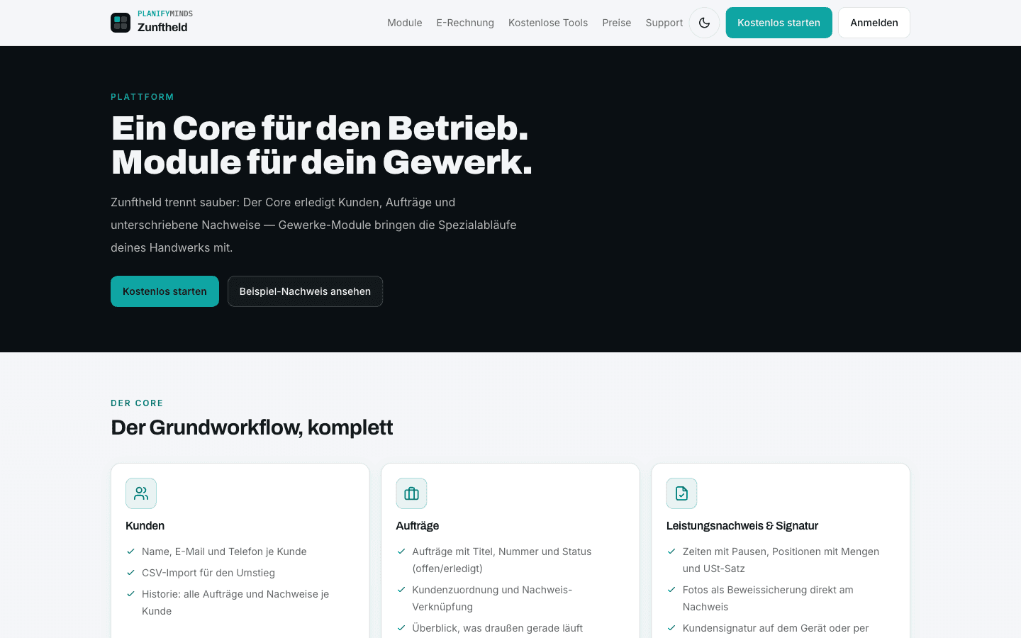 Zunftheld – Module im Überblick